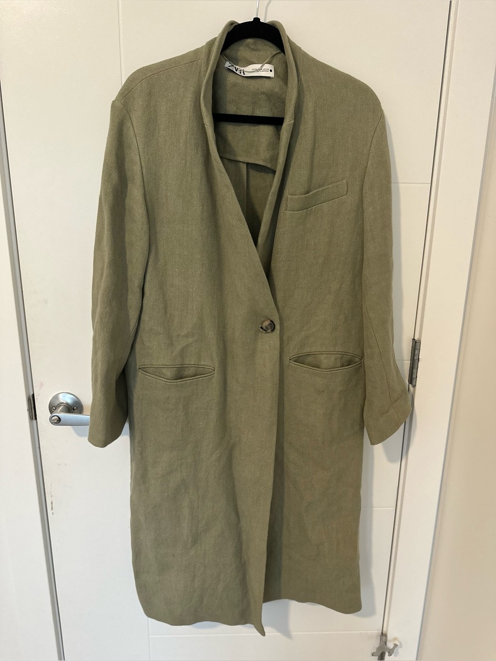 Zara 100% Linen Longline Blazer Coat – Medium